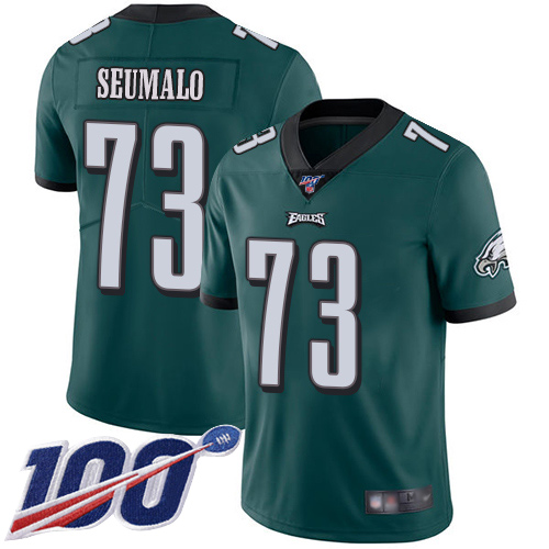 Men Philadelphia Eagles 73 Isaac Seumalo Midnight Green Team Color Vapor Untouchable NFL Jersey Limited 100th